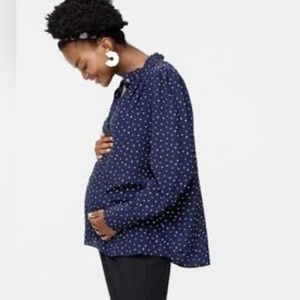 Hatch x J.Crew 100% silk blouse polka dot with ruffle collar!